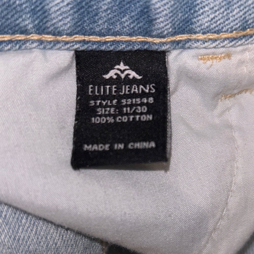 Elite Jeans High Rise Distresses Denim Mom Shorts SIze 11/30 - Picture 4 of 5